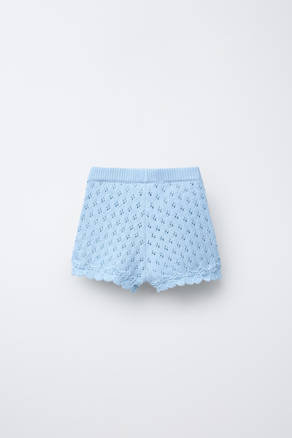ZARA ТРИКОТАЖНЫЕ ШОРТЫ С БУСИНАМИ, НЕБЕСНО-ГОЛУБОЙ