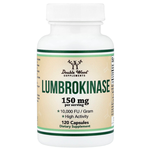 Double Wood Supplements, люмброкиназа, 120 капсул (75 мг в 1 капсуле)
