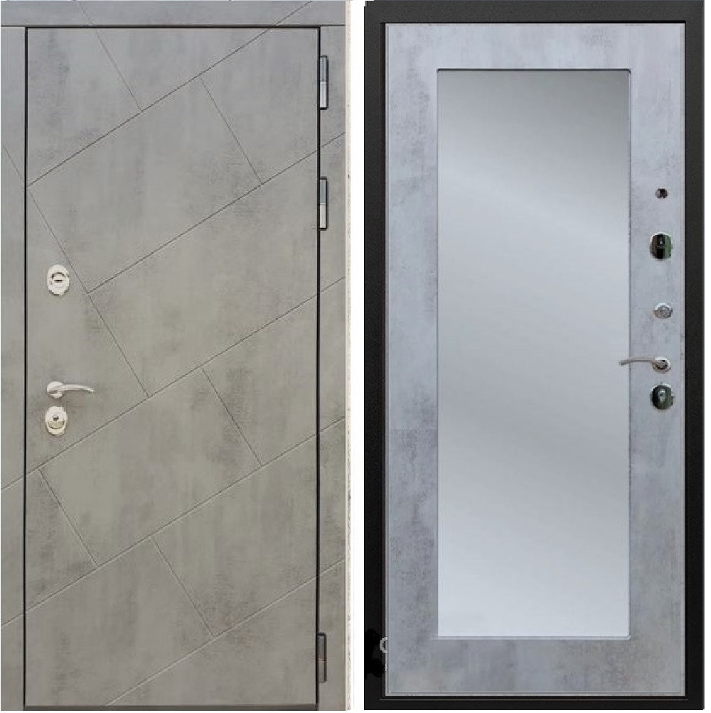 Входная металлическая дверь с зеркалом RеX (РЕКС) 22 Бетон темный / Пастораль Бетон темный