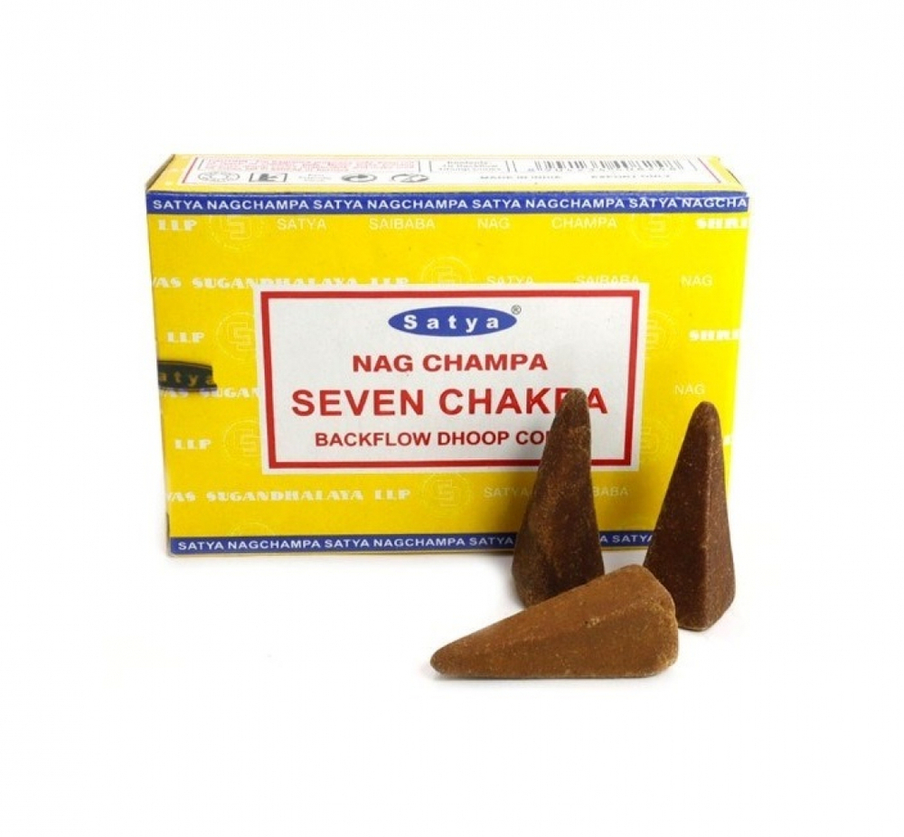 SATYA Seven Chakra Dhoop Cone Благовония конусы Семь Чакр 12шт