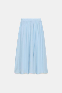 ZARA ЮБКА-НАКИДКА МИДИ, ПАСТЕЛЬНО-СИНИЙ