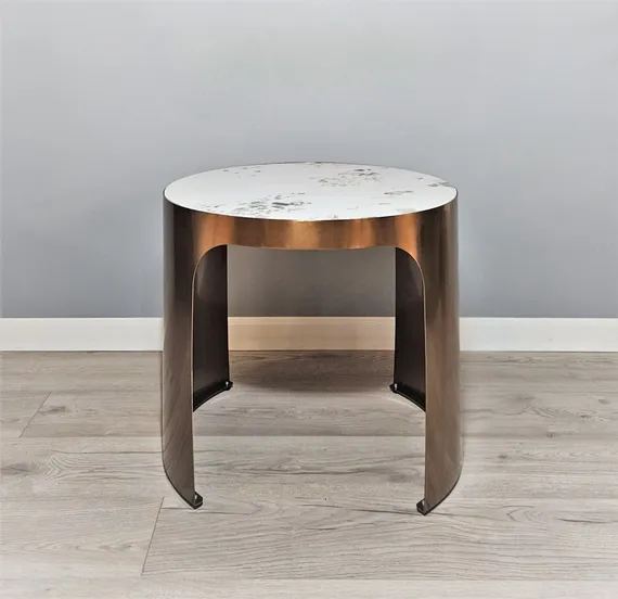 Стол журнальный Como M, Ø60х52 см, керамогранит Calacatta Macchia