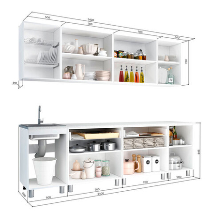 Кухня 2,4м "Айсбери" белый/сонома