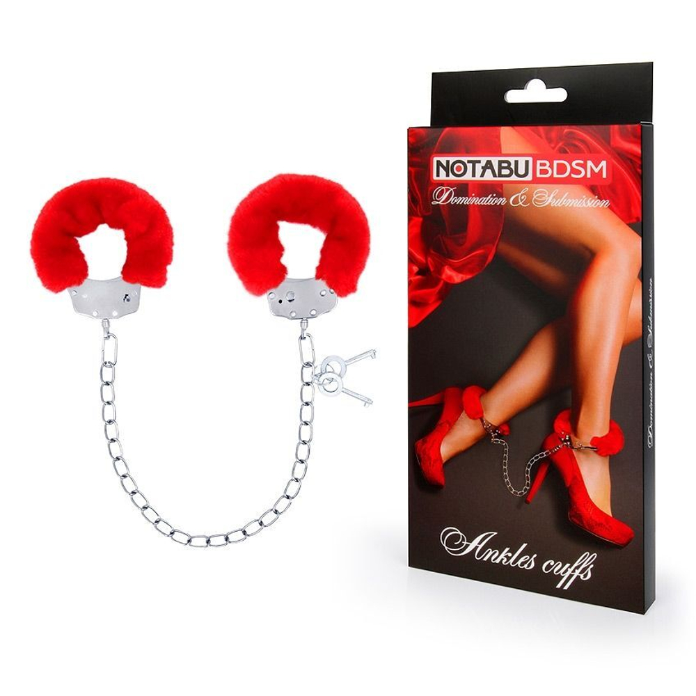 Металлические оковы с мягкой красной опушкой (Цвет: красный)