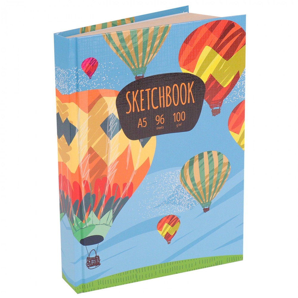 Скетчбук А5 96л., "Воздушный шар", 100г/м2, Миленд, 7БЦ, глянц. лам., лен