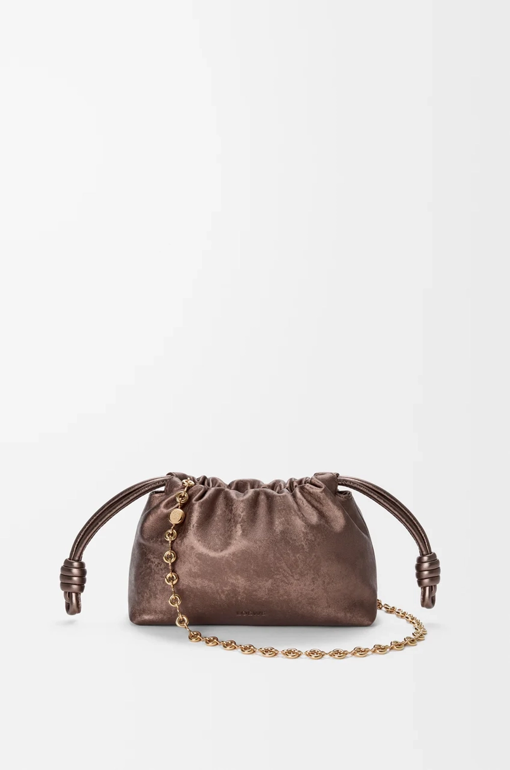 Loewe Мини-сумка Flamenco из телячьей кожи с муаровым принтом, бронзовый