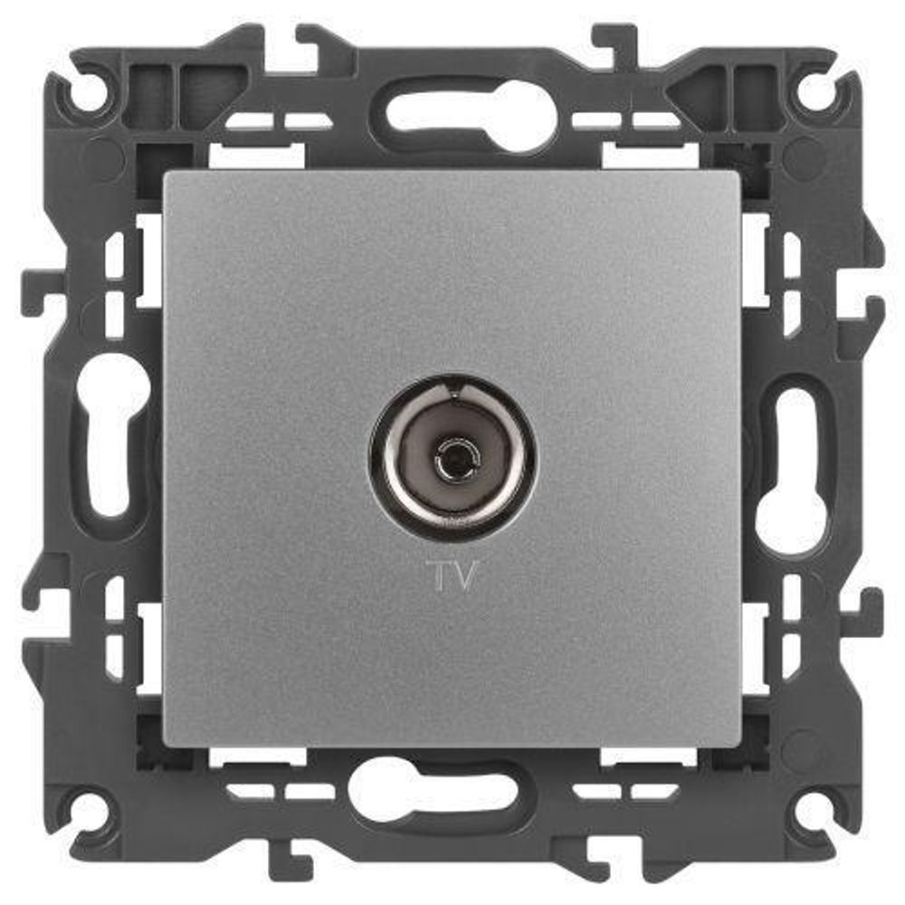 Розетка телевизионная одиночная TV 1мод. Elegance 14-3101-03 IP20 алюм. Эра Б0034292