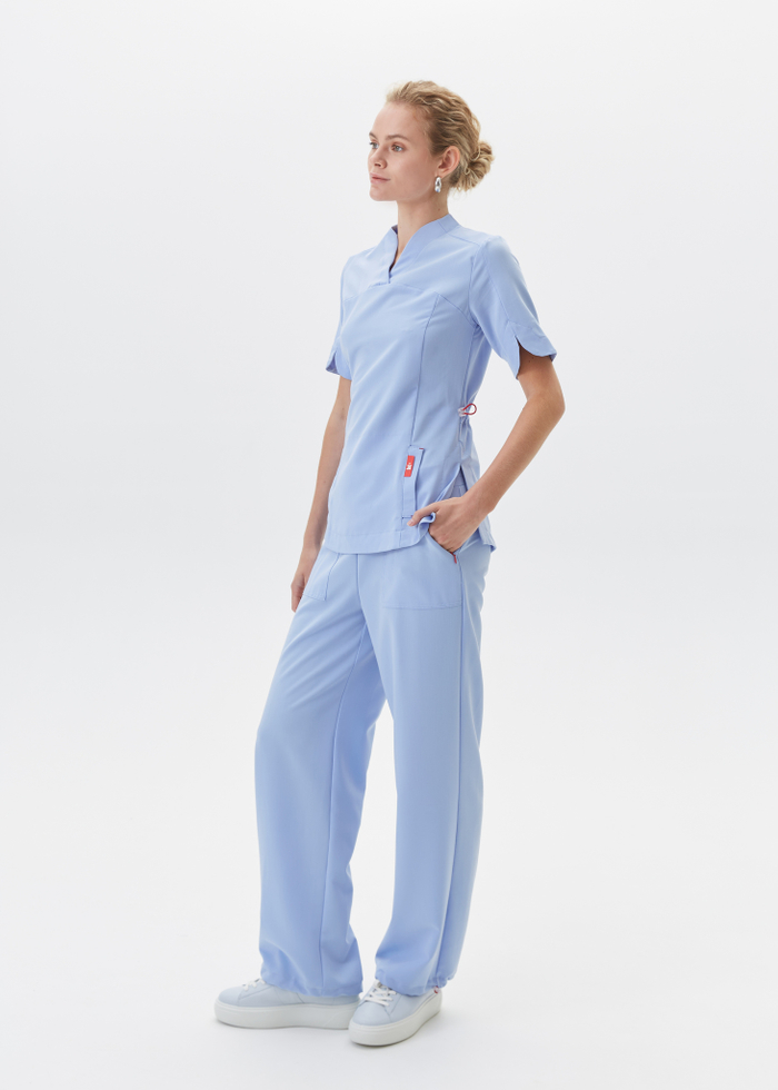 Брюки свободные медицинские женские Йошо, скайблю