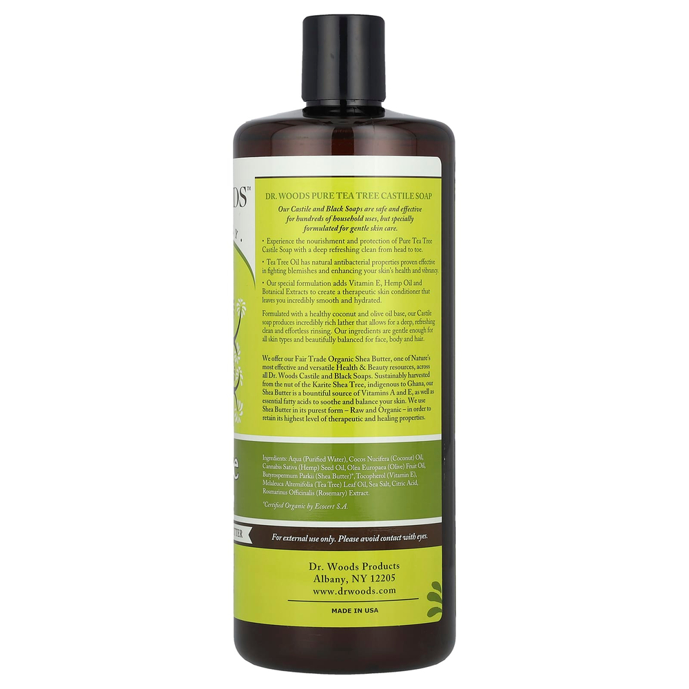 Dr. Woods, Кастильское мыло, чайное дерево и масло ши (ингредиент справедливой торговли), 946 мл (32 жидких унции)