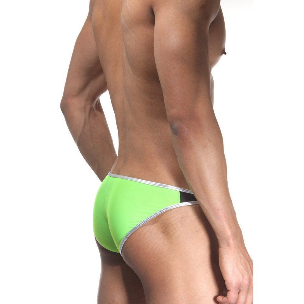 Мужские трусы слипы салатовые с черным Cosmos Colors L20_BGS