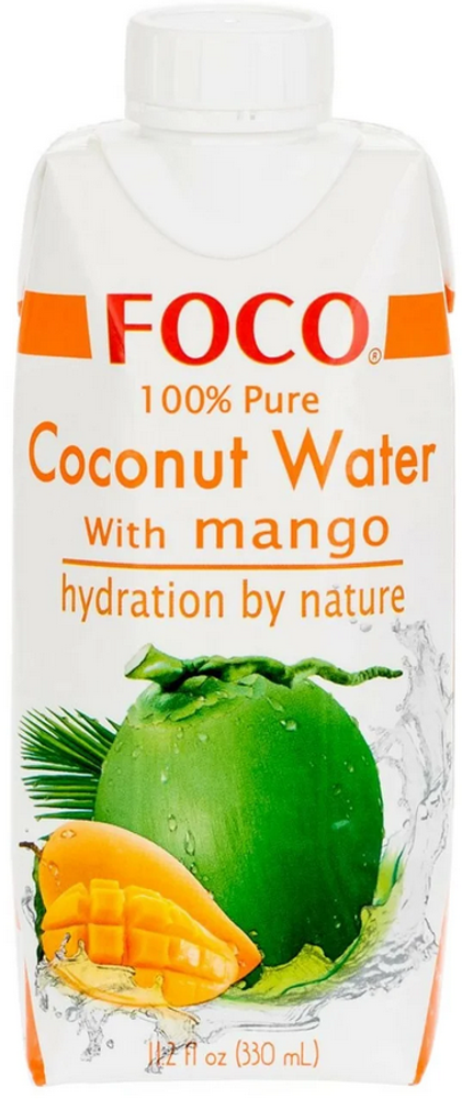 Вода кокосовая FOCO с манго, без сахара, 330 мл