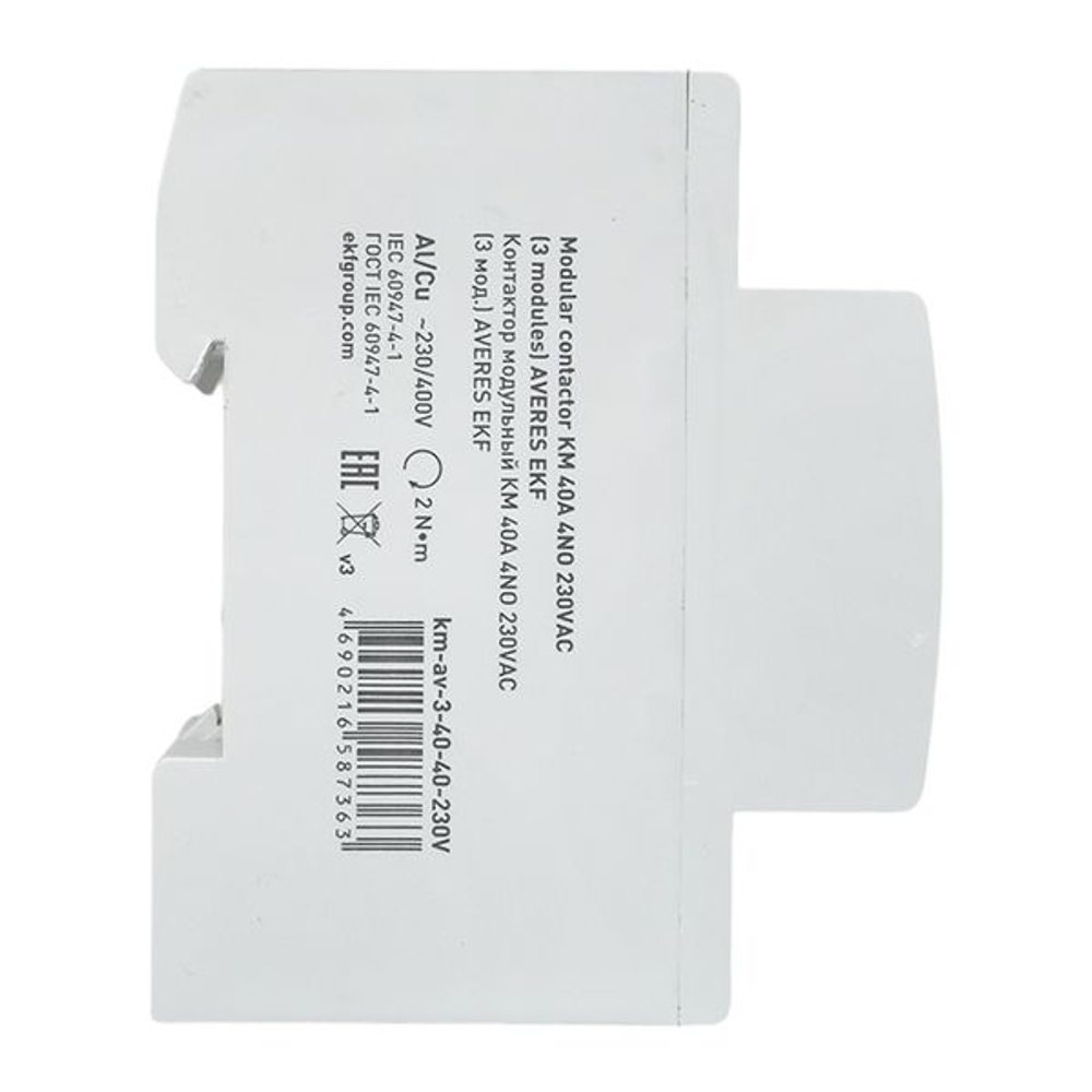 Контактор модульный КМ 40А 4NO 230В АС (3 мод.) AVERES EKF