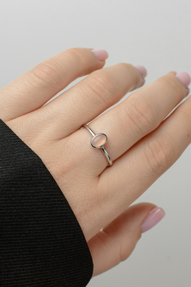 Кольцо из серебра "Розовый Кварц"