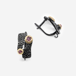 Швензы "Fracture" с натуральным корундом 19,5мм, позолота, gun metal