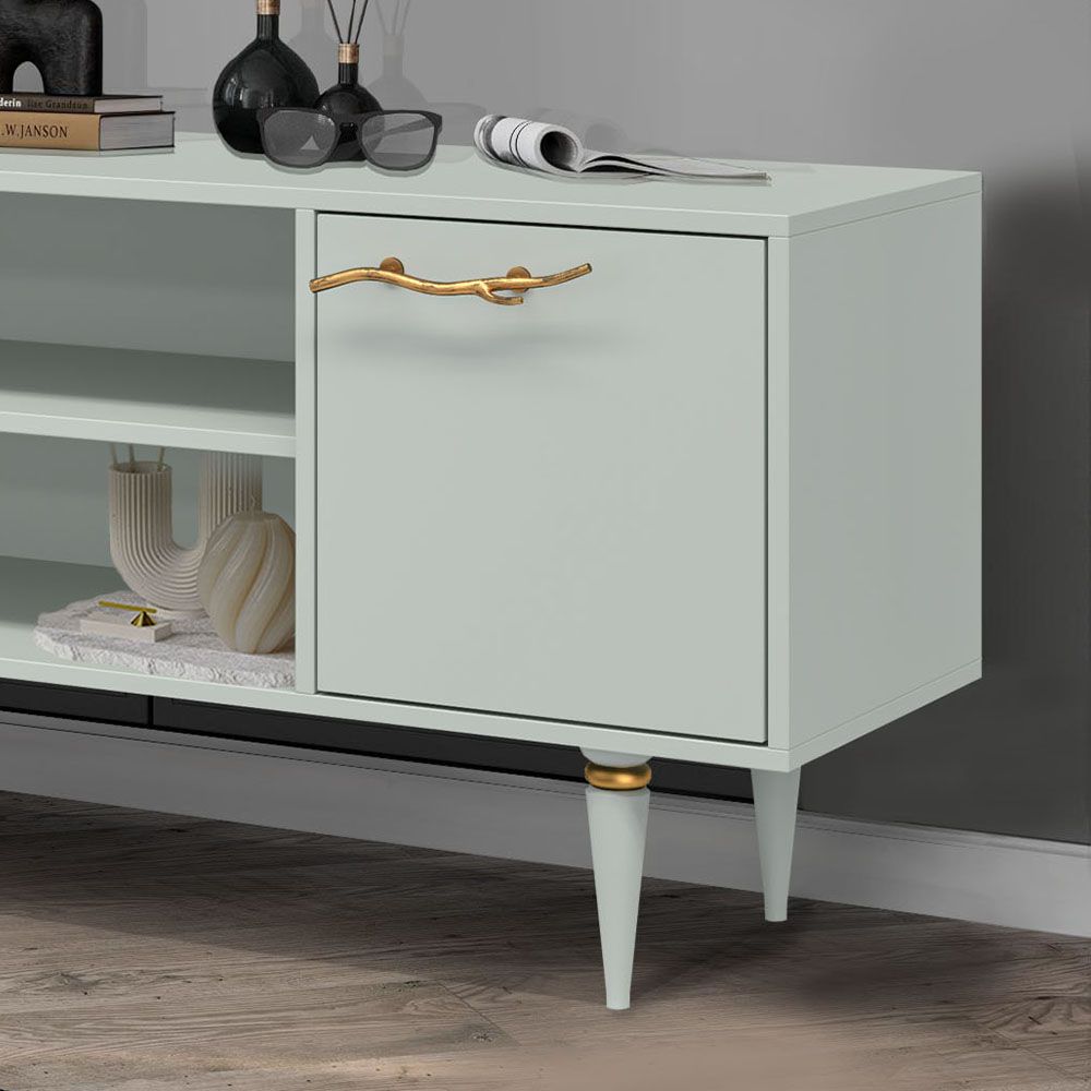 Тумба под ТВ Арт Колор matte 117см Классик Голд Серый дым матовый