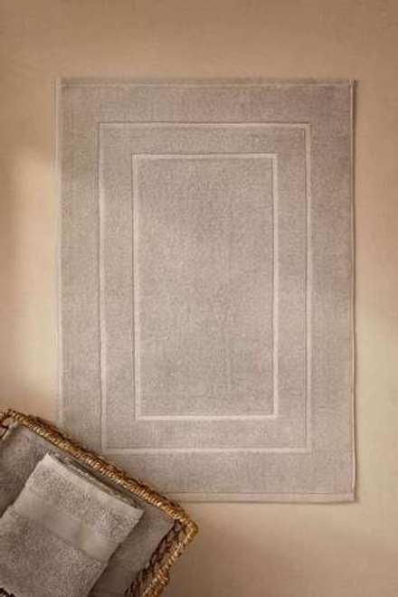 ZARA HOME ХЛОПКОВЫЙ НЕСКОЛЬЗЯЩИЙ КОВРИК ДЛЯ ВАННОЙ, БЕЖЕВЫЙ