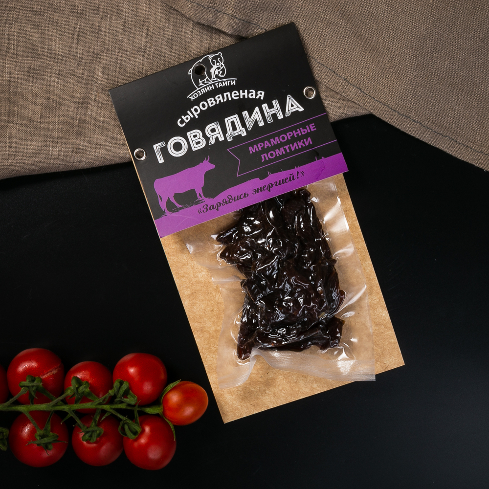 Говядина сыровяленая мраморные ломтики в/у