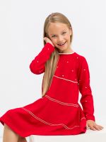 Платье для девочки 392 красный-белый