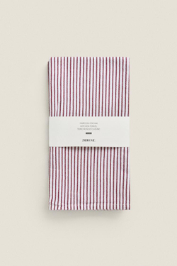 ZARA HOME ПОЛОСАТОЕ ПОЛОТЕНЦЕ 2ШТ, ЦВЕТ ВИНА