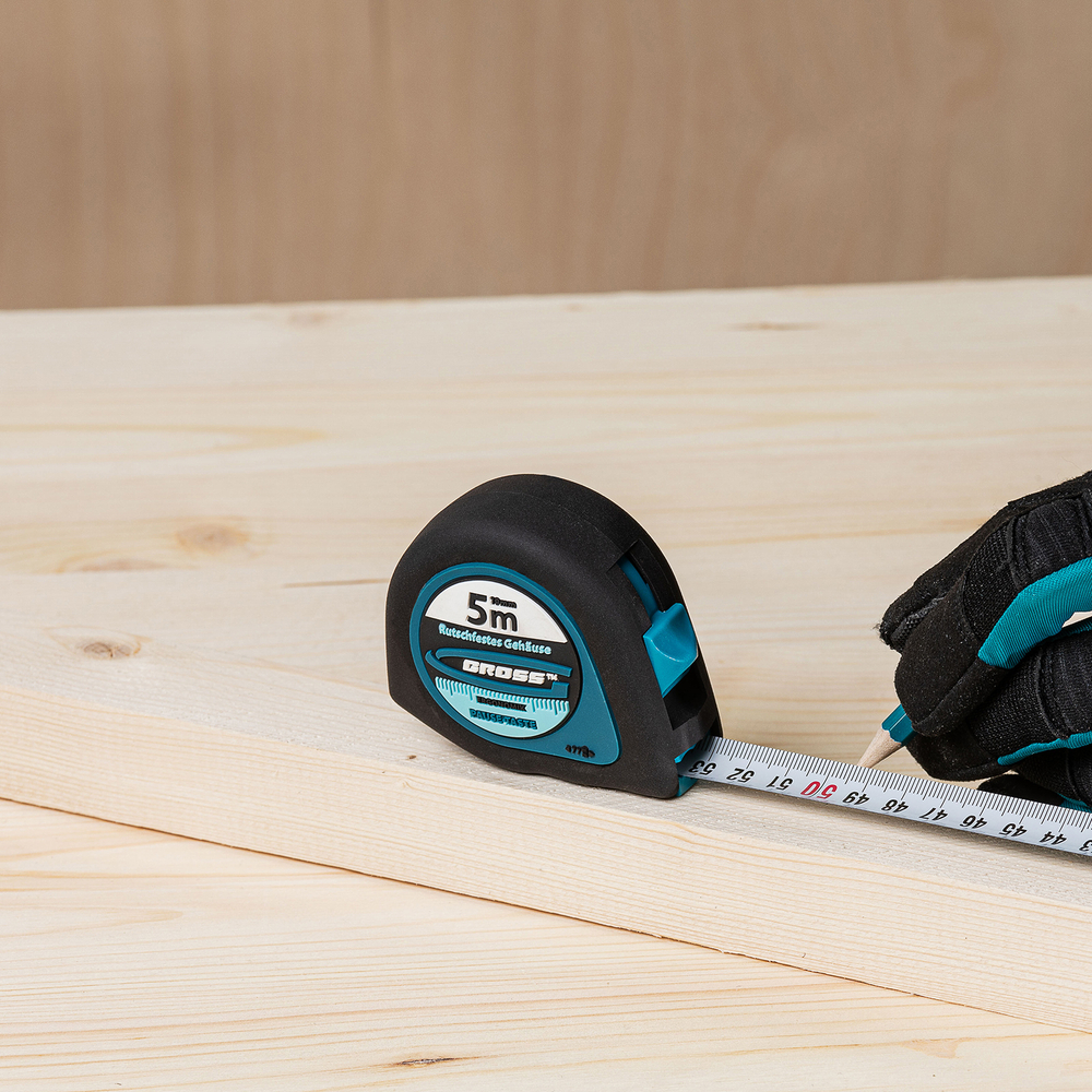 Рулетка "Ergonomisch",5 м x 19 мм,магнитный обрезиненный зацеп Gross