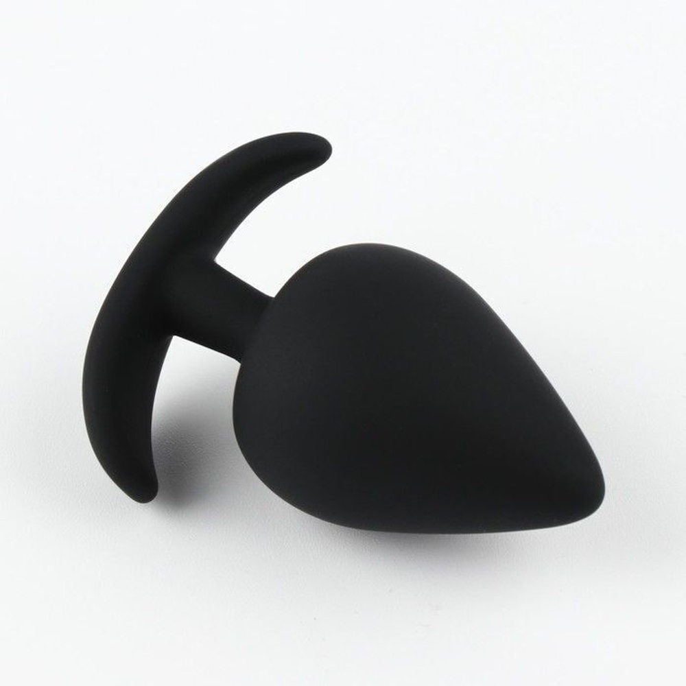 Черная силиконовая анальная пробка Soft-touch - 5,3 см. (Цвет: черный)