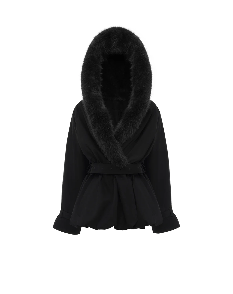 Куртка с мехом черная