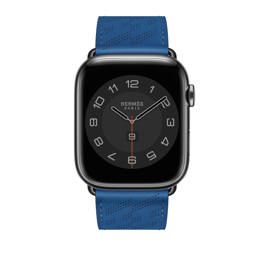 Apple Watch Hermès - 45mm Bleu de France Swift Leather H Diagonal Single Tour