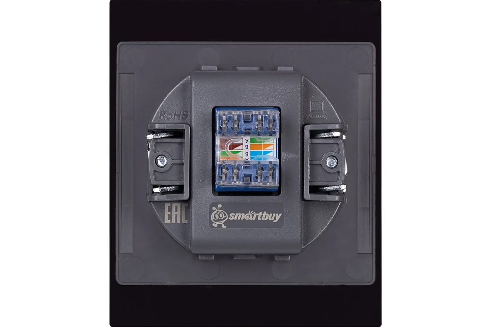Розетка компьютерная RJ-45 модульная 10А черная акрил Альтаир SBE-m11ba-S1-RJ