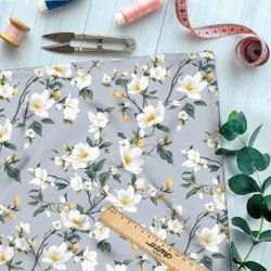 Ткань премиум сатин цветы весеннего сада