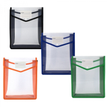 Папка-конверт на кнопке Alingar, A4, 330х250х75 мм, вертикальная, 450 мкм, карман для визитки, ассорти, прозрачная