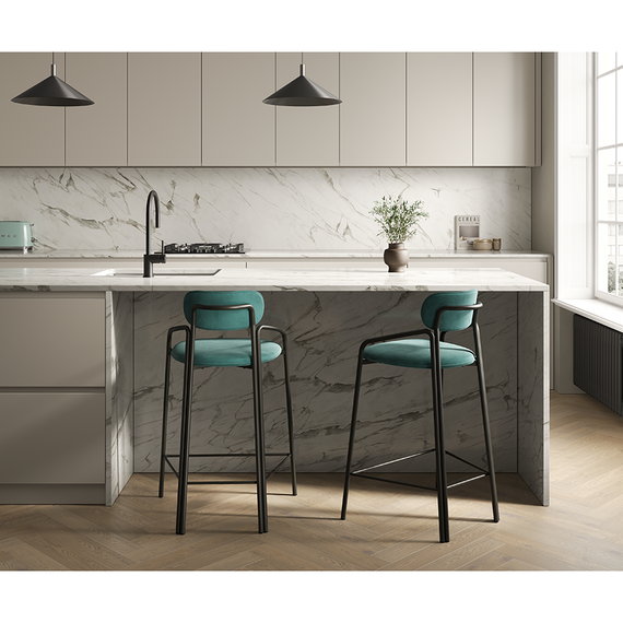 Полубарный стул Ror, Round, светло-бирюзовый велюр