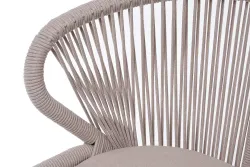 "Милан" стул плетеный из роупа, каркас алюминий (RAL1001), роуп бежевый круглый, ткань бежевая