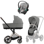Коляска Cybex Priam IV Rosegold complete Aton S2 Lava Grey Base One 4 в 1 Mirage Grey