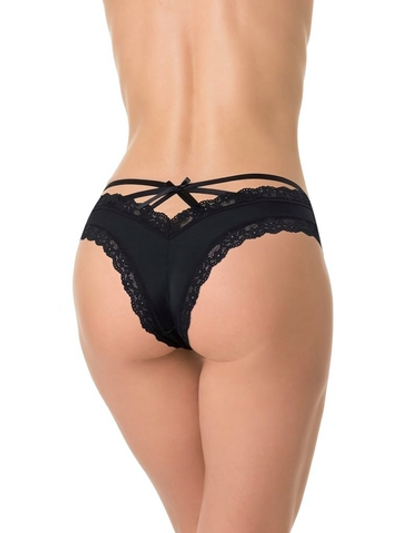 Трусы-бразилианы с пикантной задней частью (Размер: XL) (Цвет: бежевый с черным)