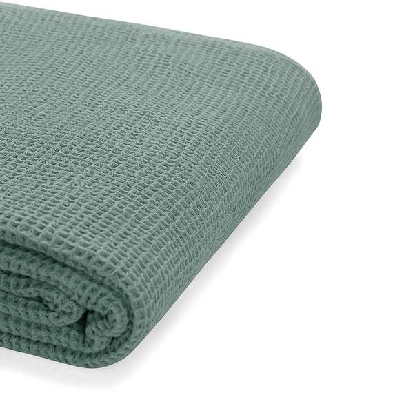Покрывало вафельное из хлопка цвета шалфея из коллекции essential, 230х250 см