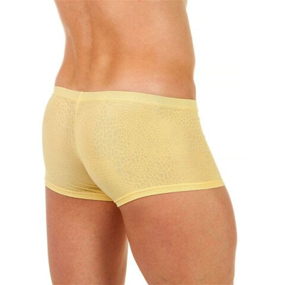 Мужские трусы-хипсы из ткани с текстурой змеиной чешуи Snake Yellow Boxer (Размер: S) (Цвет: желтый)