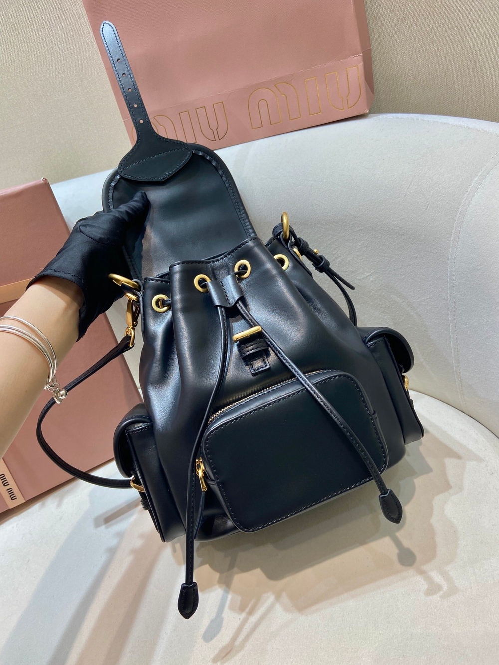 Miu Miu Leather Backpack 22 cm
