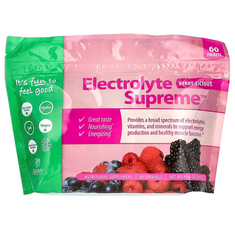 Jigsaw Health, Electrolyte Supreme ™, ягодный вкус, 60 пакетиков по 5,4 г
