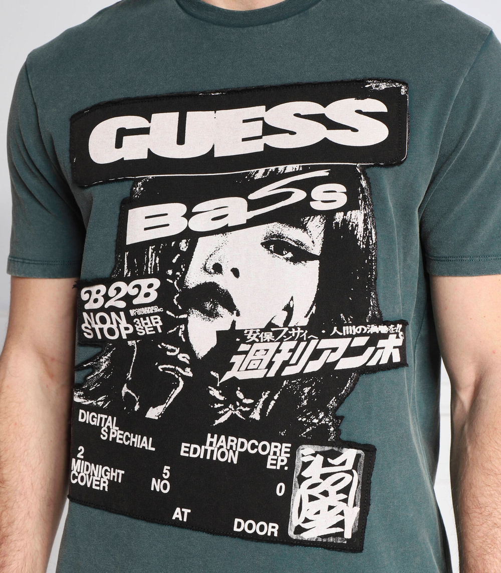 футболка ss bsc guess music poster GUESS - зеленый(M3RI39 KBDL0)