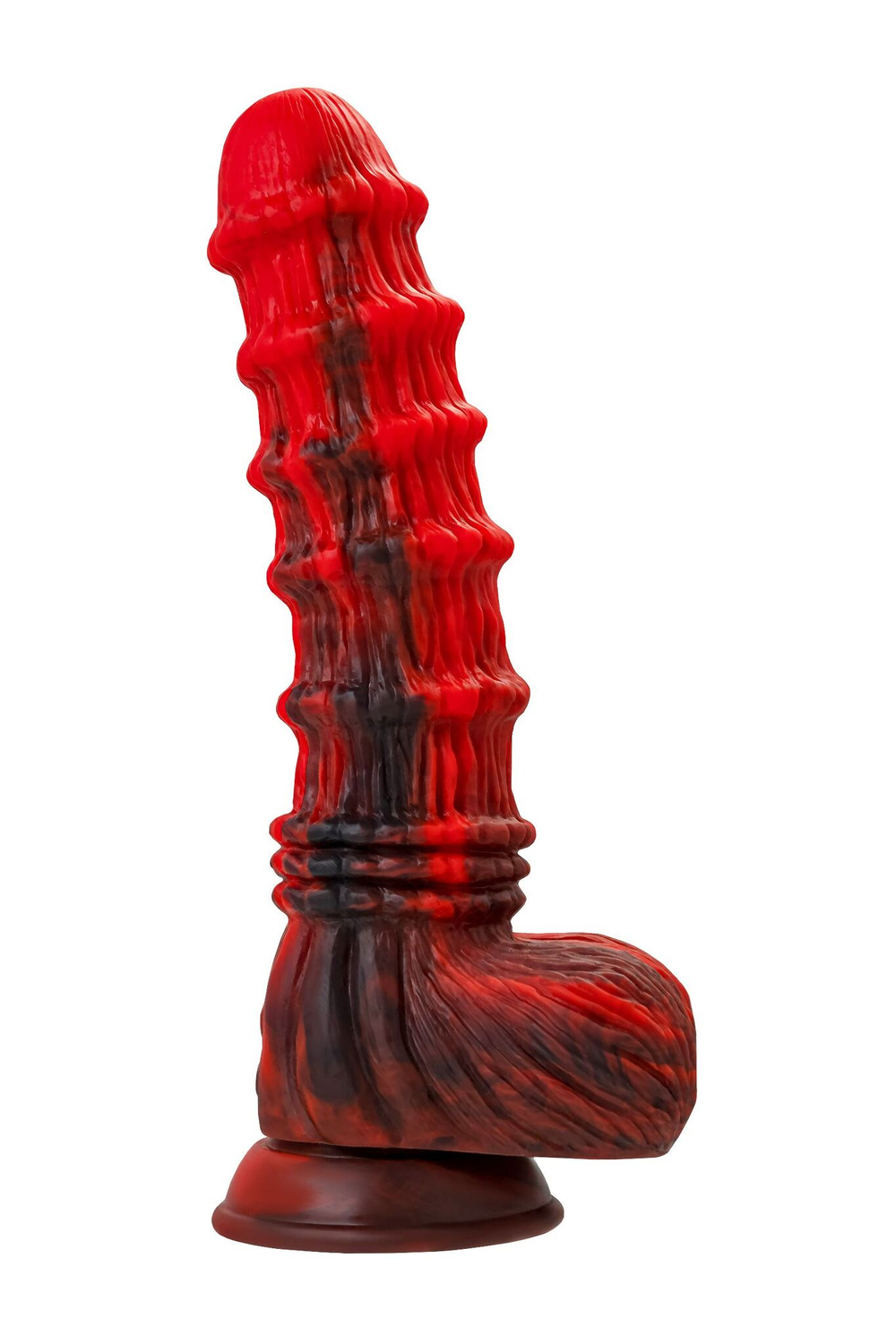 Силиконовый вибратор Monster Tops - 27 см. (Цвет: красный с черным)