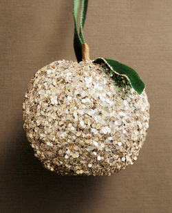 ZARA HOME ЕЛОЧНОЕ УКРАШЕНИЕ «ЯБЛОКО» С БЛЕСТКАМИ, ЗОЛОТИСТЫЙ