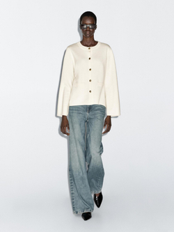 Massimo Dutti Кардиган из 100% шерсти, натуральный/кремовый