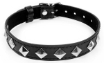 Черный ошейник с серебристыми ромбиками
