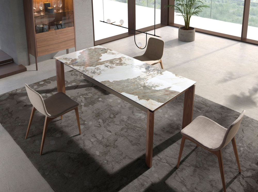 Раздвижной обеденный стол 1118/MC1863DT из мраморной керамики