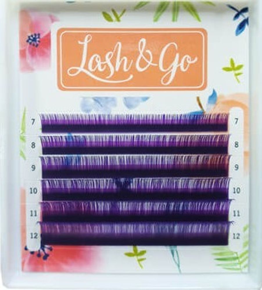 Фиолетовые ресницы Lash&amp;Go MINI MIX - 6 линий