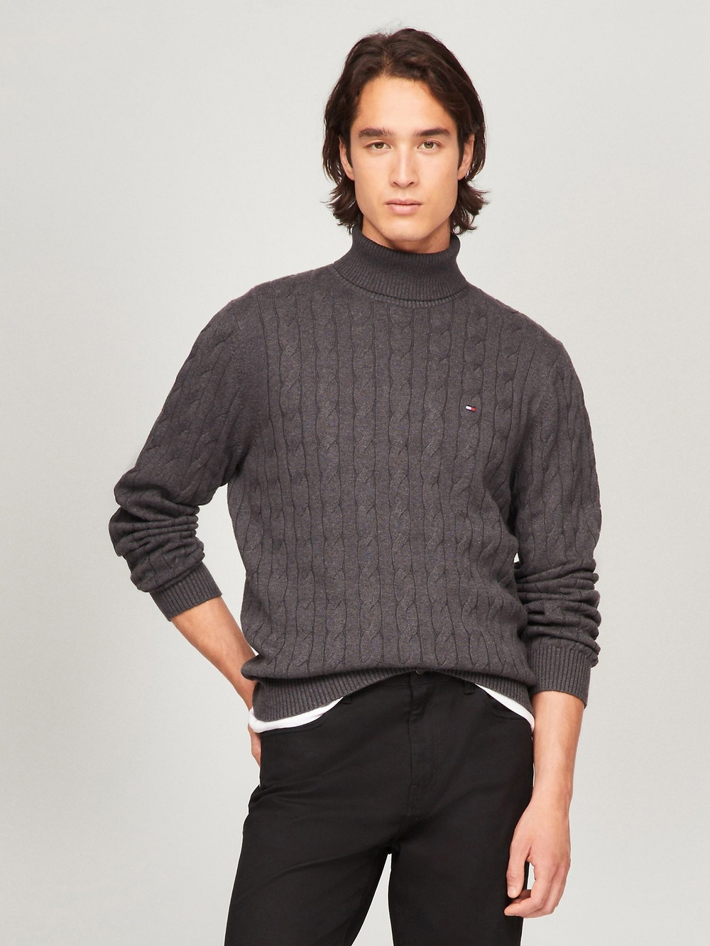 Свитер Tommy Hilfiger Cable Knit Turtleneck Grey Heather