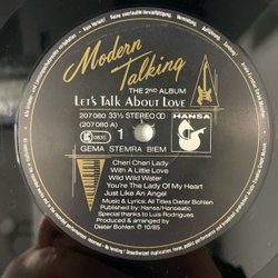 Винтажная виниловая пластинка LP Modern Talking, Let's Talk About Love (The 2nd Album) (Германия 1985)
