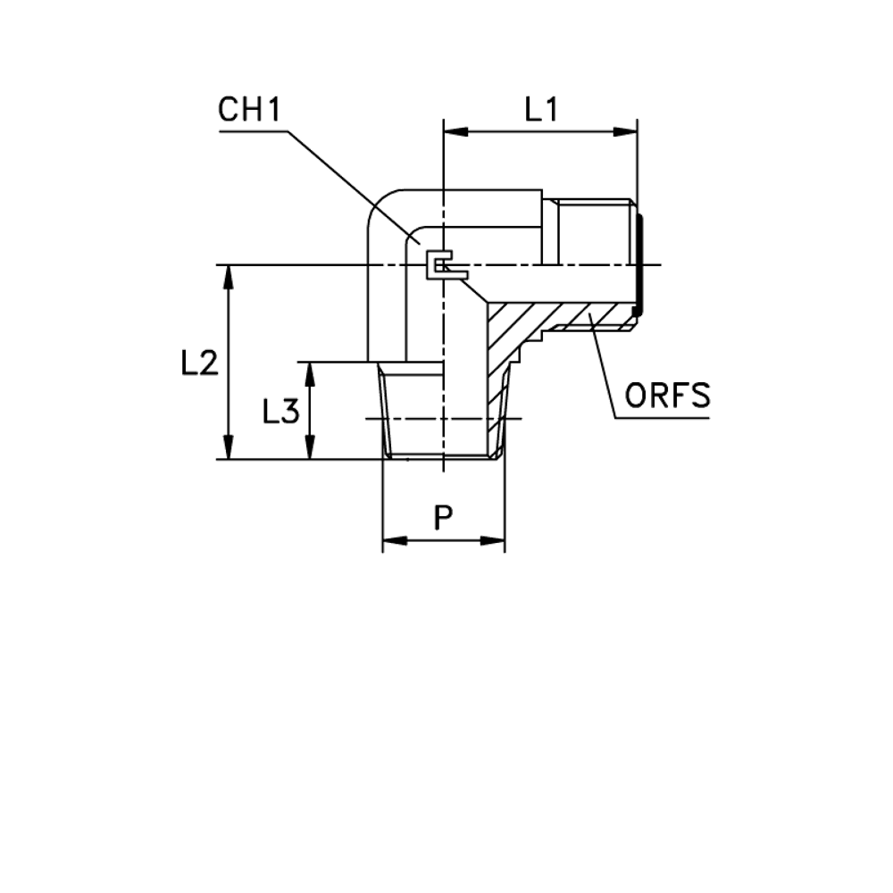 Штуцер ввертной FC90 ORFS 9/16'' D06 NPTF 1/4''