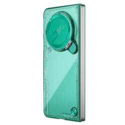 Чехол прозрачный зеленого цвета от Nillkin с металлической откидной крышкой на OPPO Find N5, серия Iceblade Fold Case