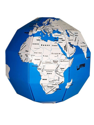 Бумажный конструктор, 3D пазл глобус-раскраска; Страны мира ТамТут голубой.